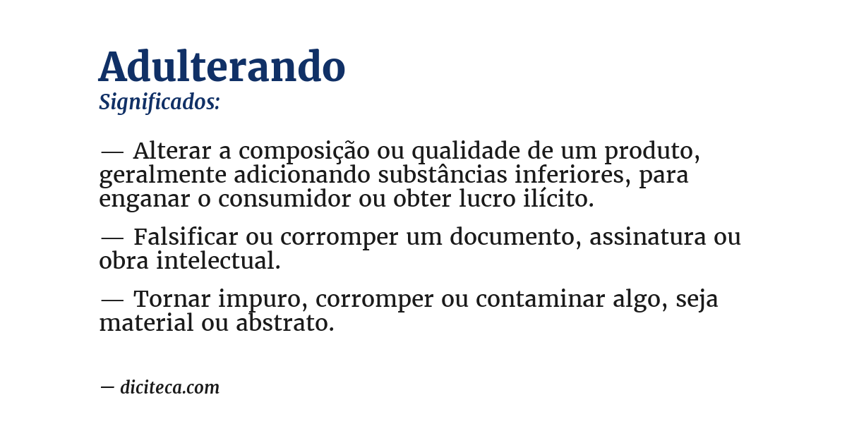 Significado de adulterando