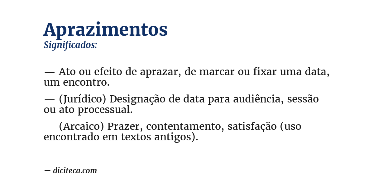 Significado de aprazimentos