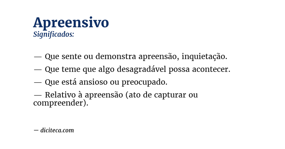 Significado de apreensivo