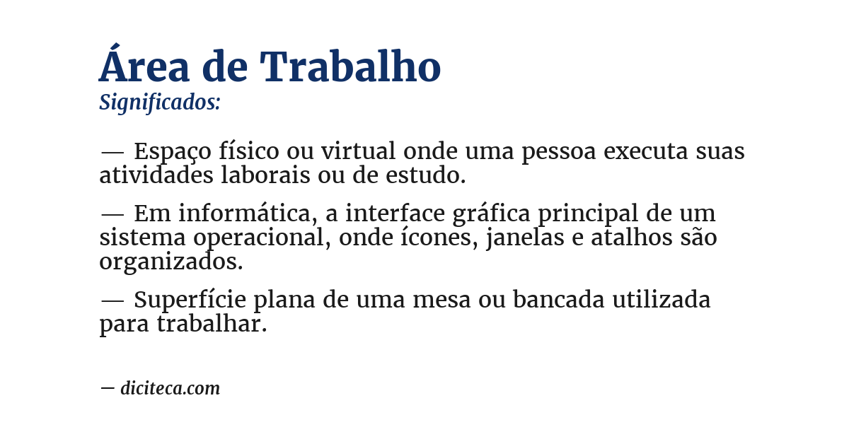 Significado de área de trabalho