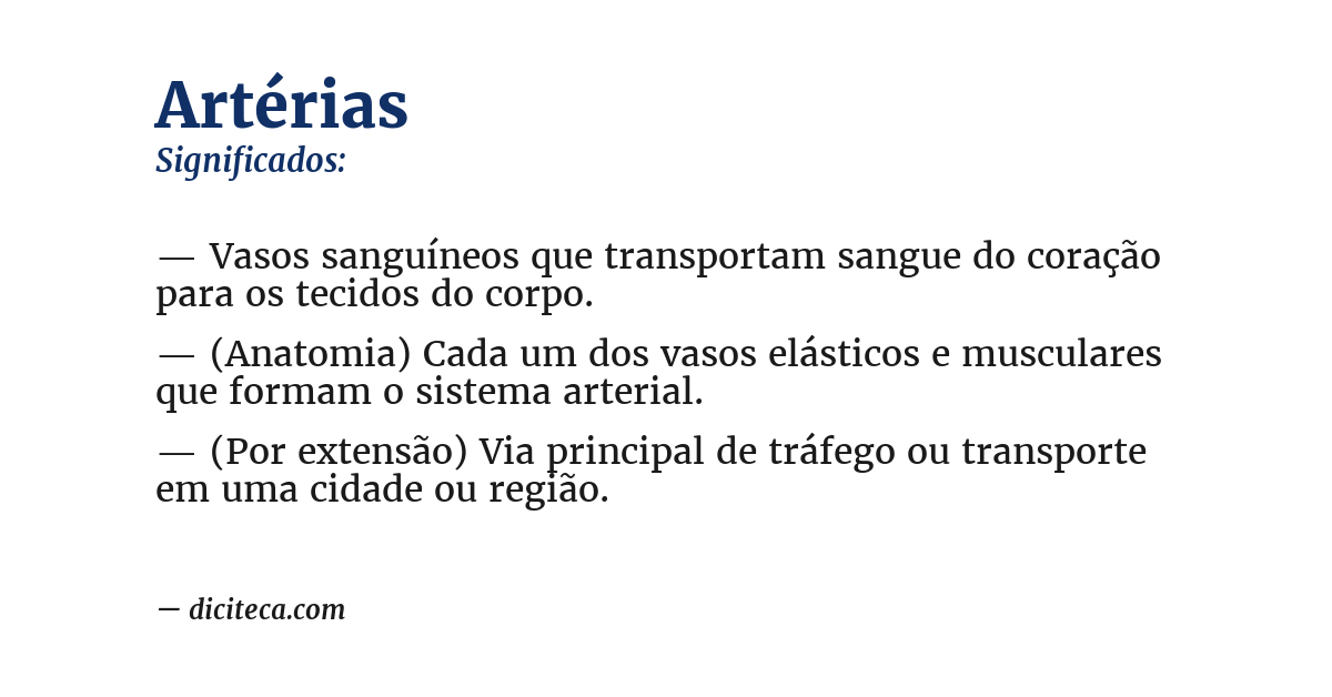 Significado de artérias