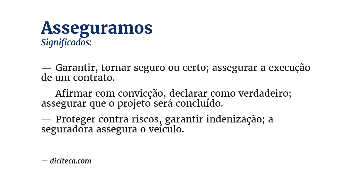 Significado de asseguramos