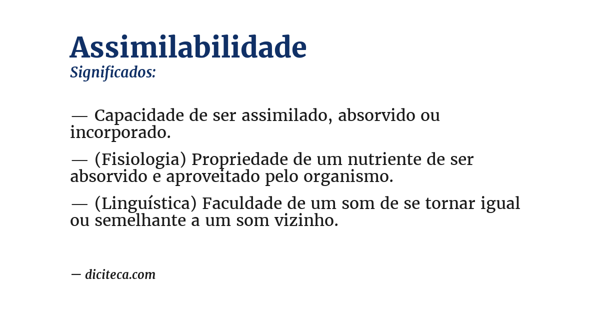 Significado de assimilabilidade