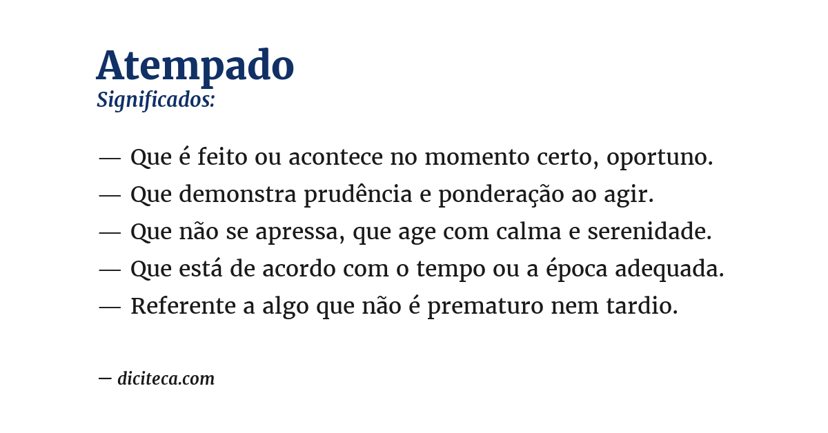 Significado de atempado