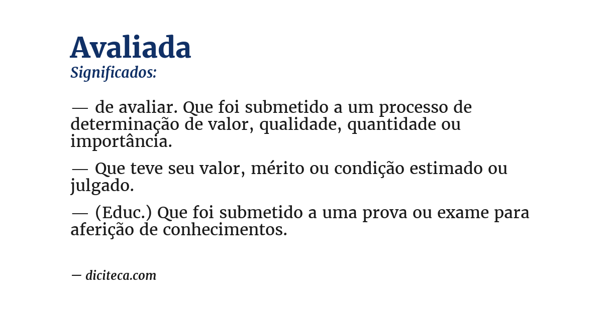Significado de avaliada