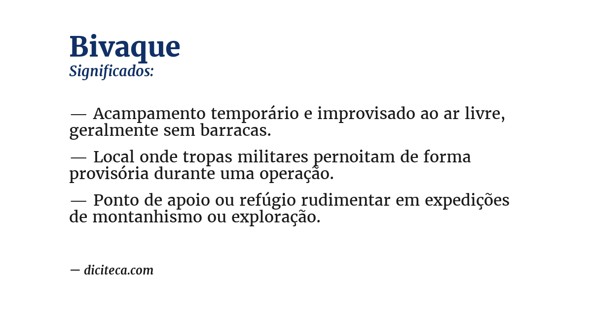 Significado de bivaque