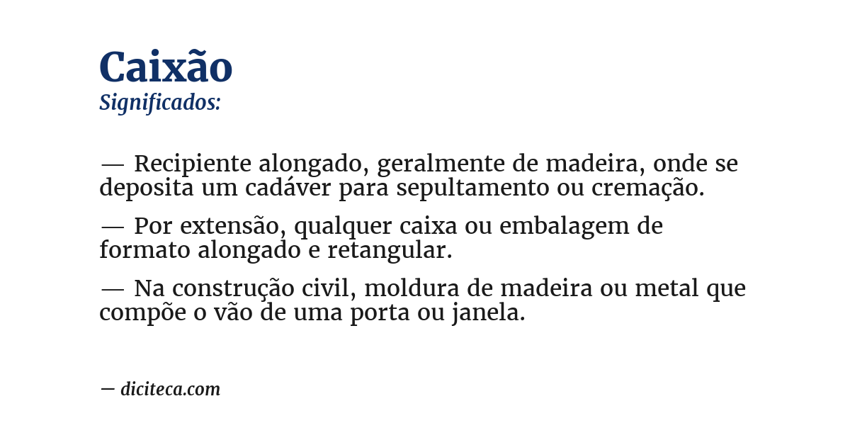 Significado de caixão