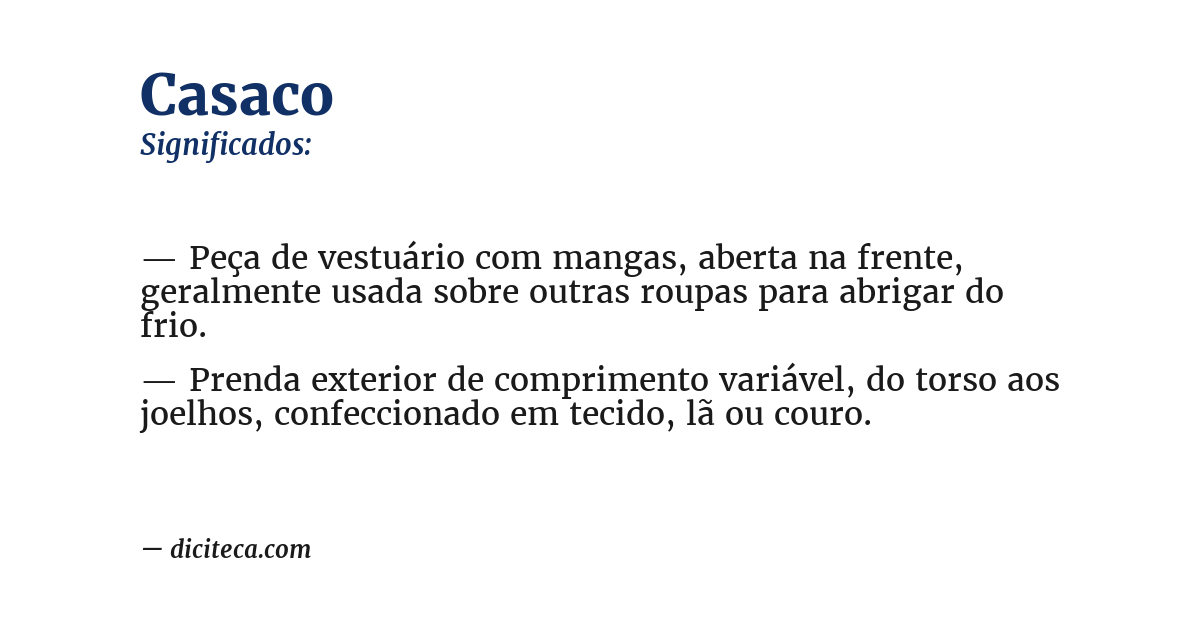 Significado de casaco