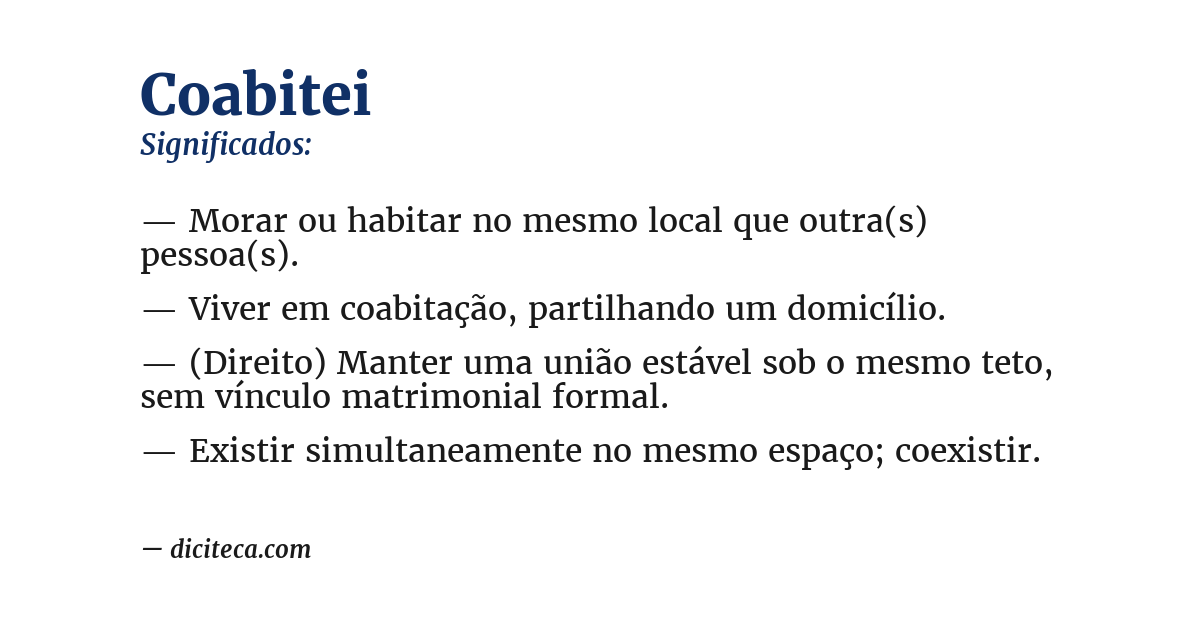 Significado de coabitei
