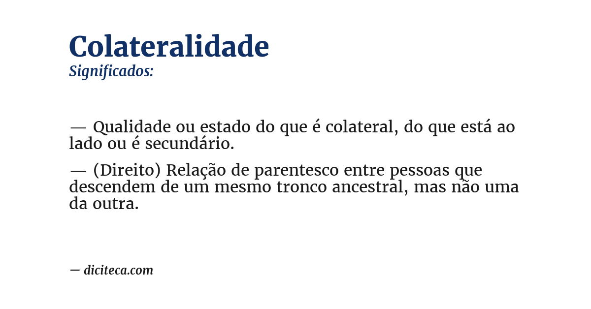 Significado de colateralidade