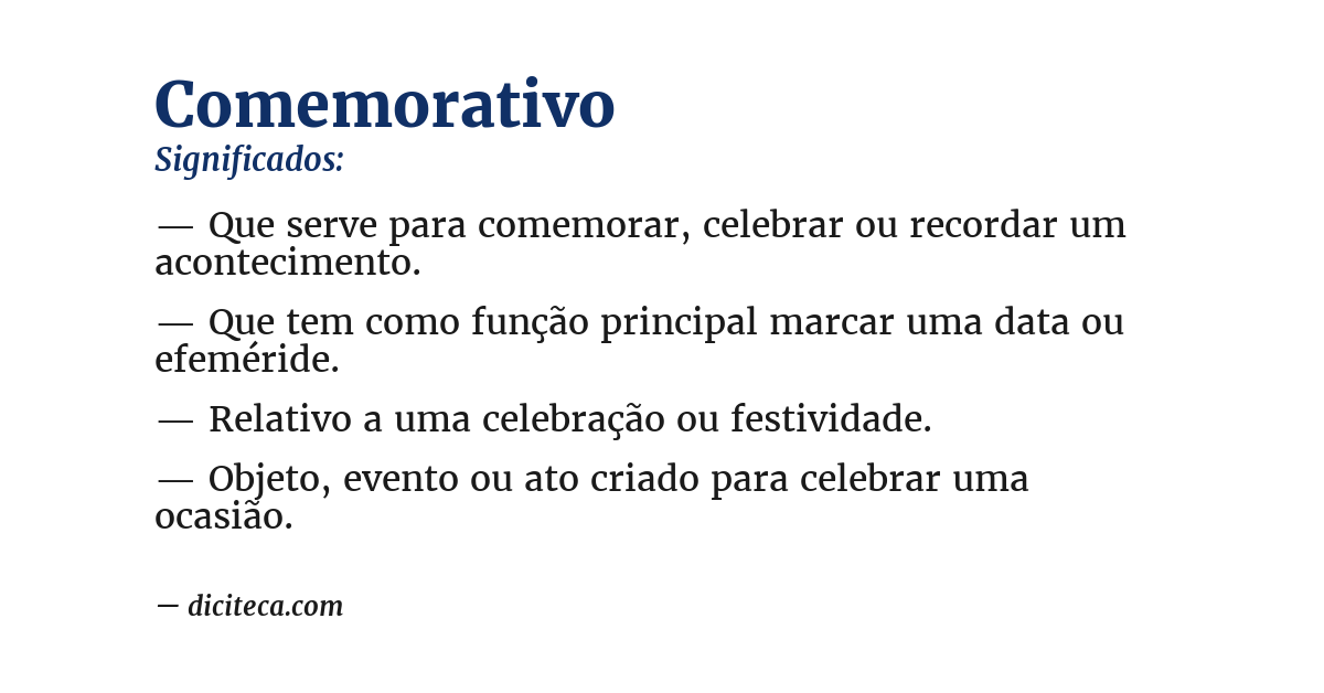 Significado de comemorativo