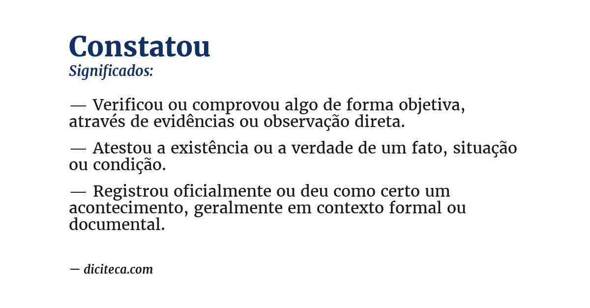 Significado de constatou
