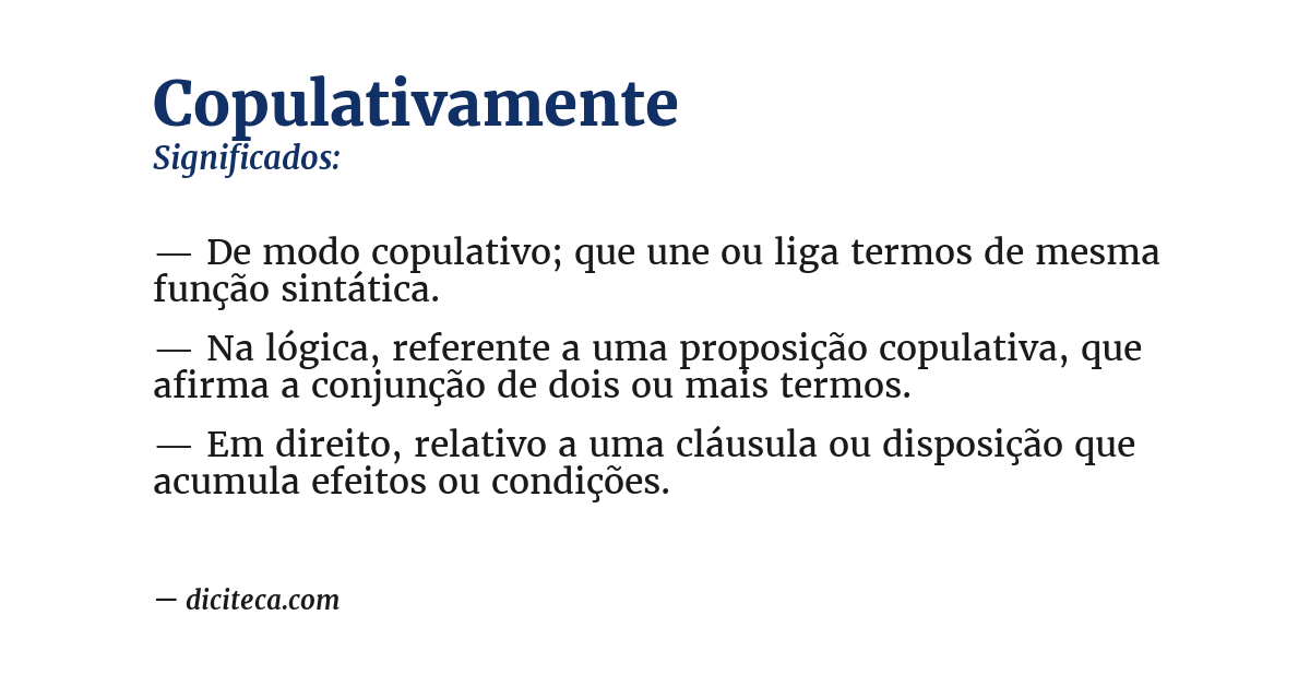 Significado de copulativamente