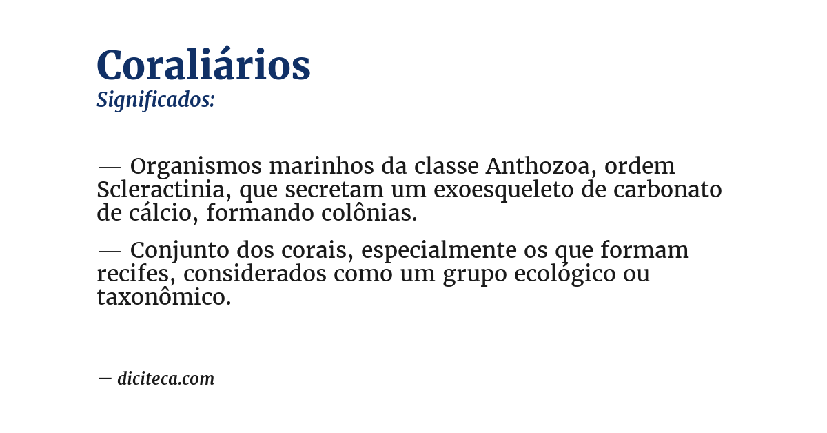 Significado de coraliários