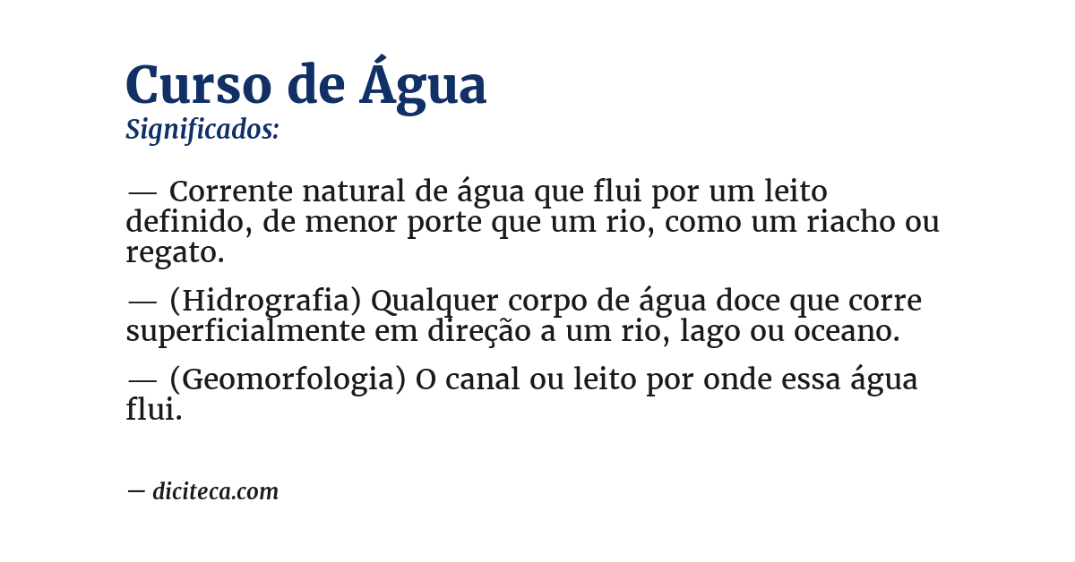 Significado de curso de água
