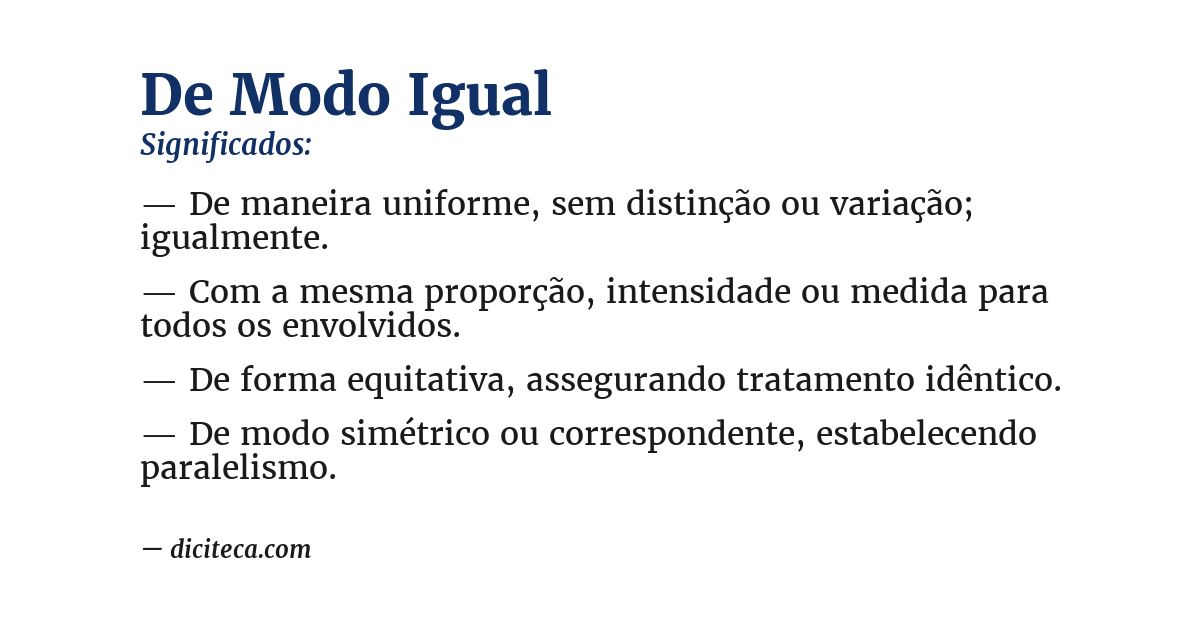 Significado de de modo igual