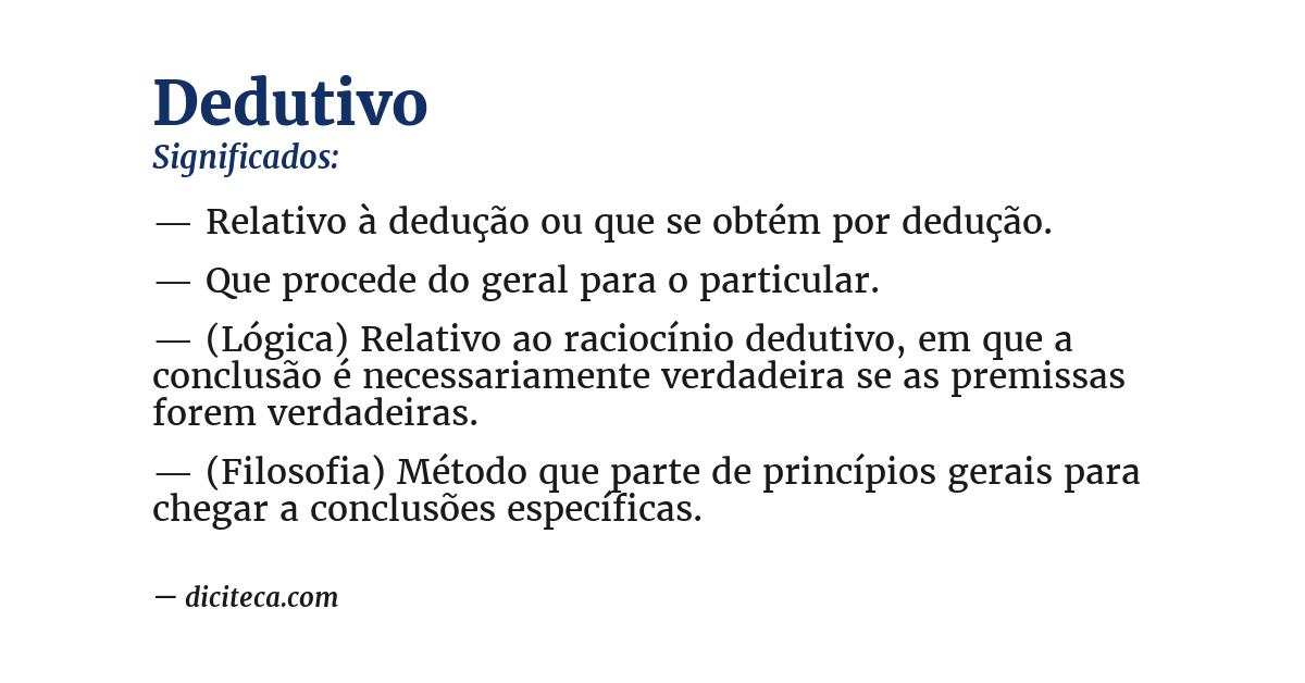 Significado de dedutivo