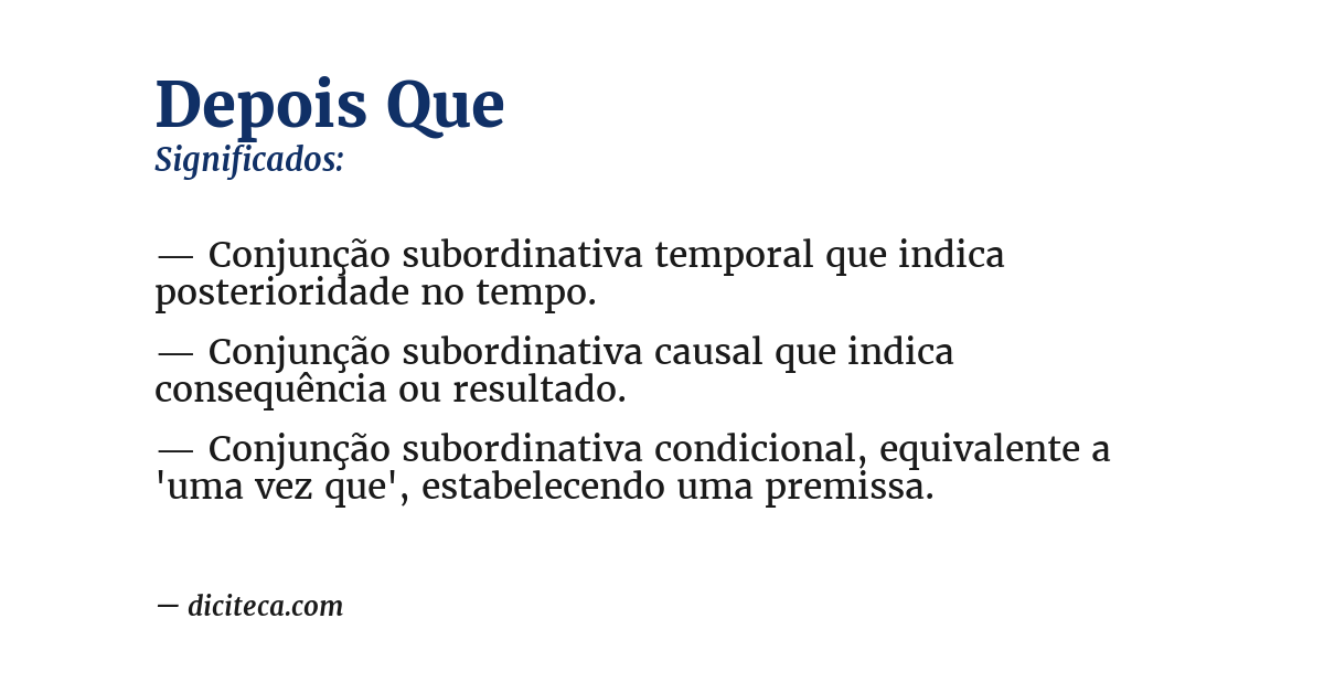 Significado de depois que