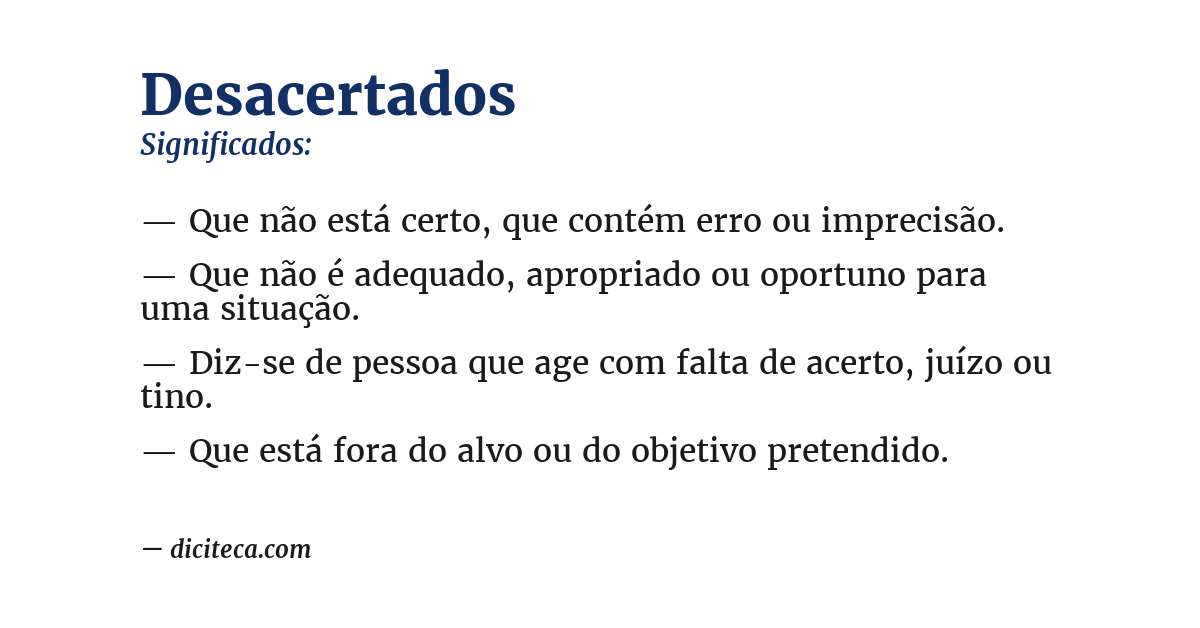 Significado de desacertados