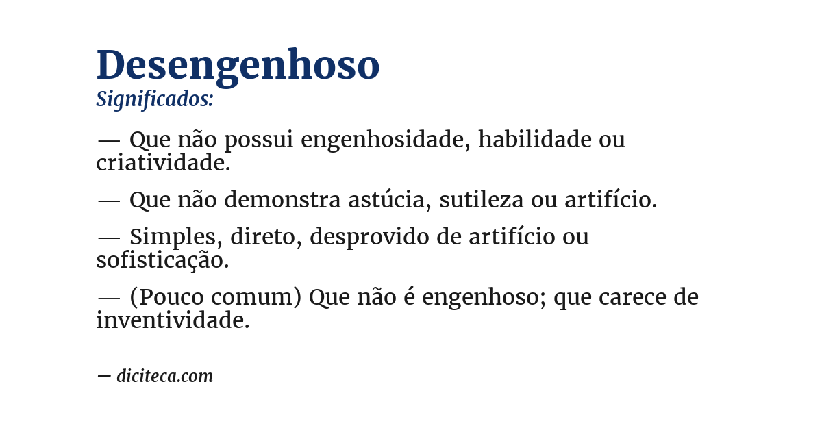 Significado de desengenhoso