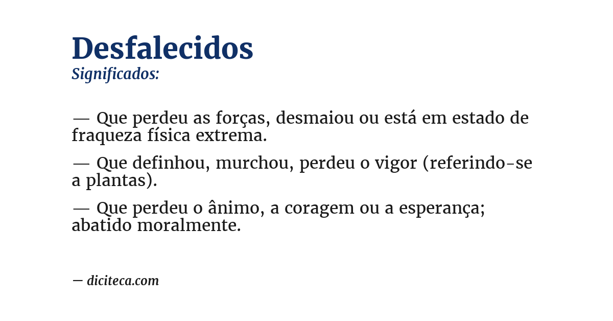 Significado de desfalecidos