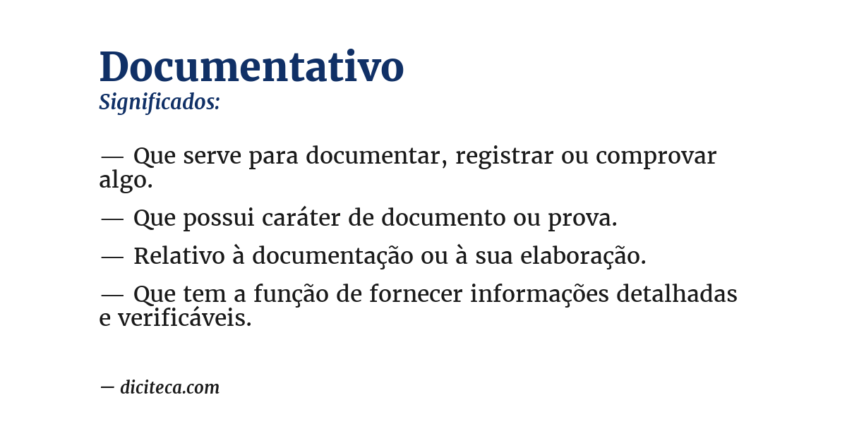 Significado de documentativo