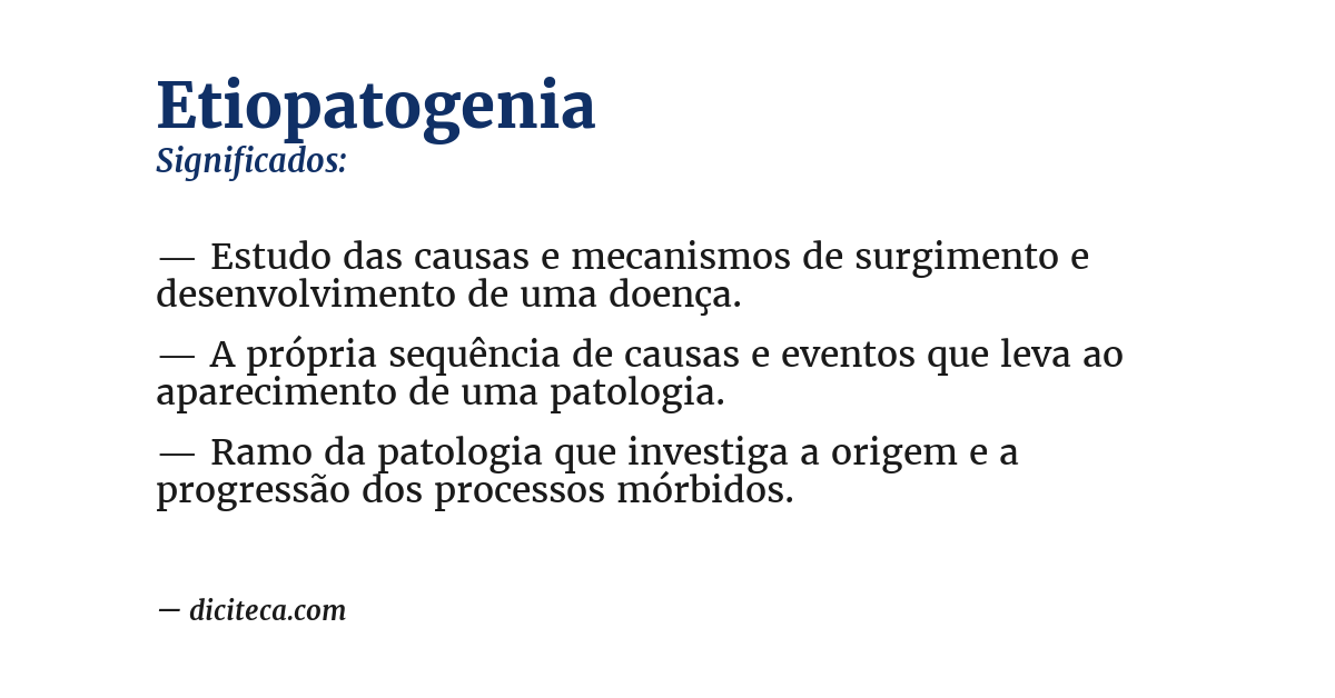 Significado de etiopatogenia