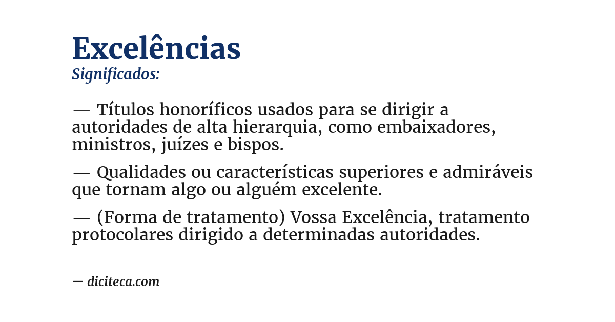Significado de excelências