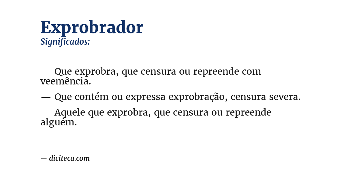 Significado de exprobrador