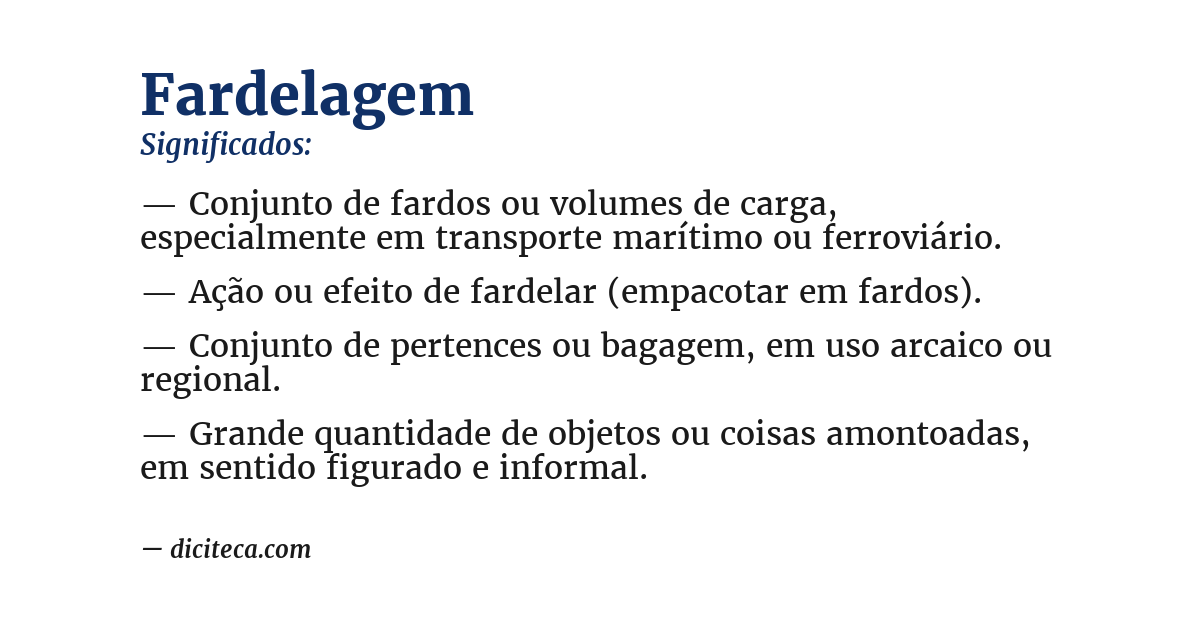 Significado de fardelagem