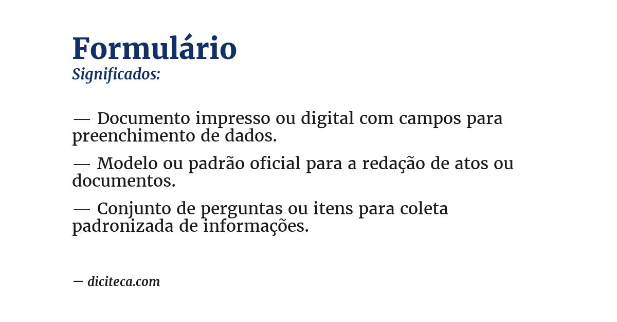 Significado de formulário