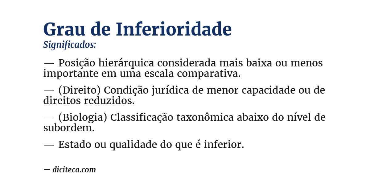 Significado de grau de inferioridade