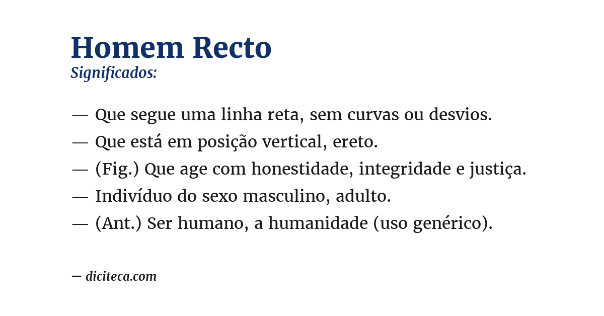 Significado de homem recto