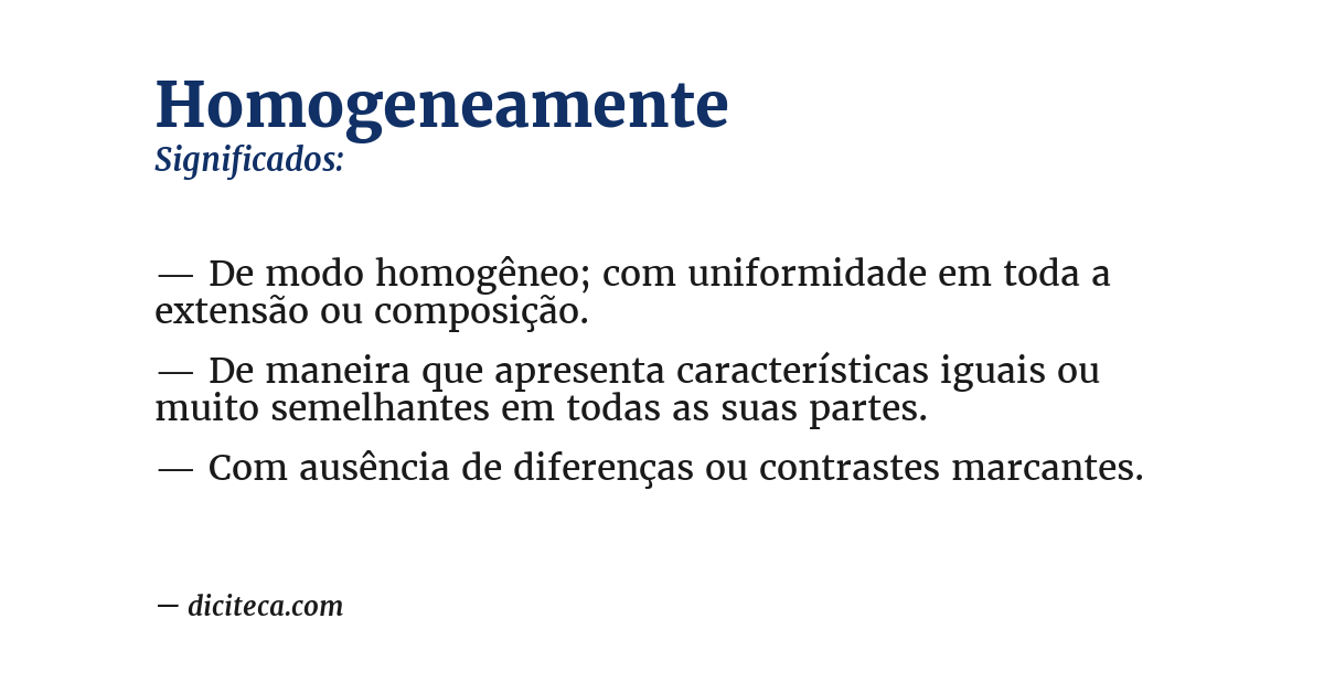Significado de homogeneamente