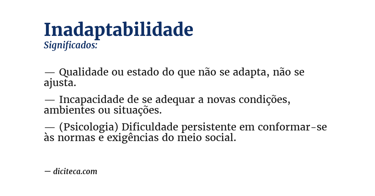 Significado de inadaptabilidade