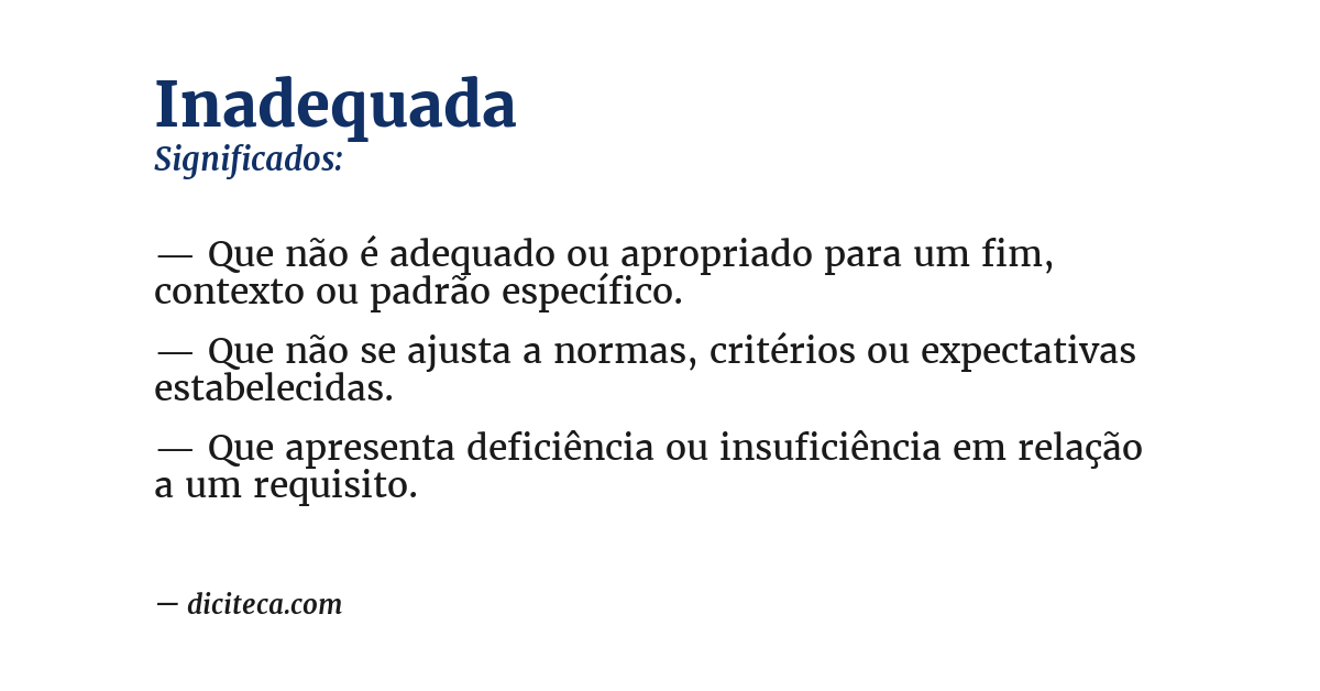 Significado de inadequada