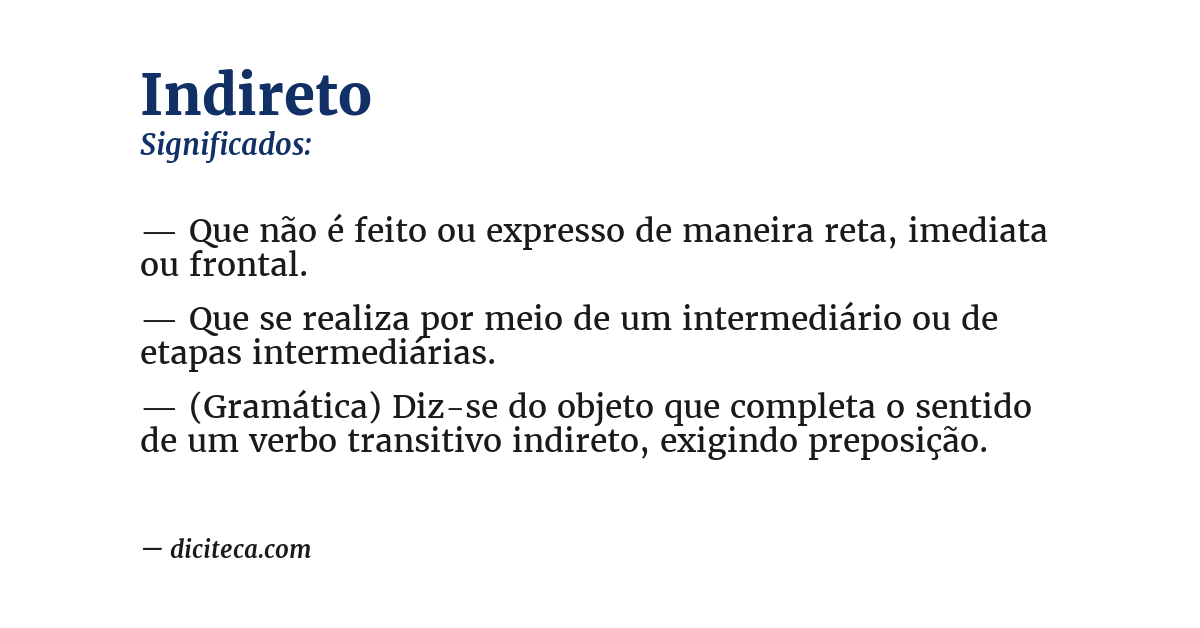 Significado de indireto