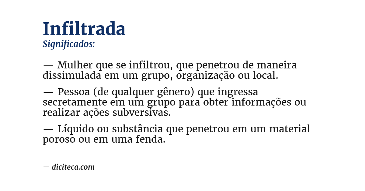 Significado de infiltrada