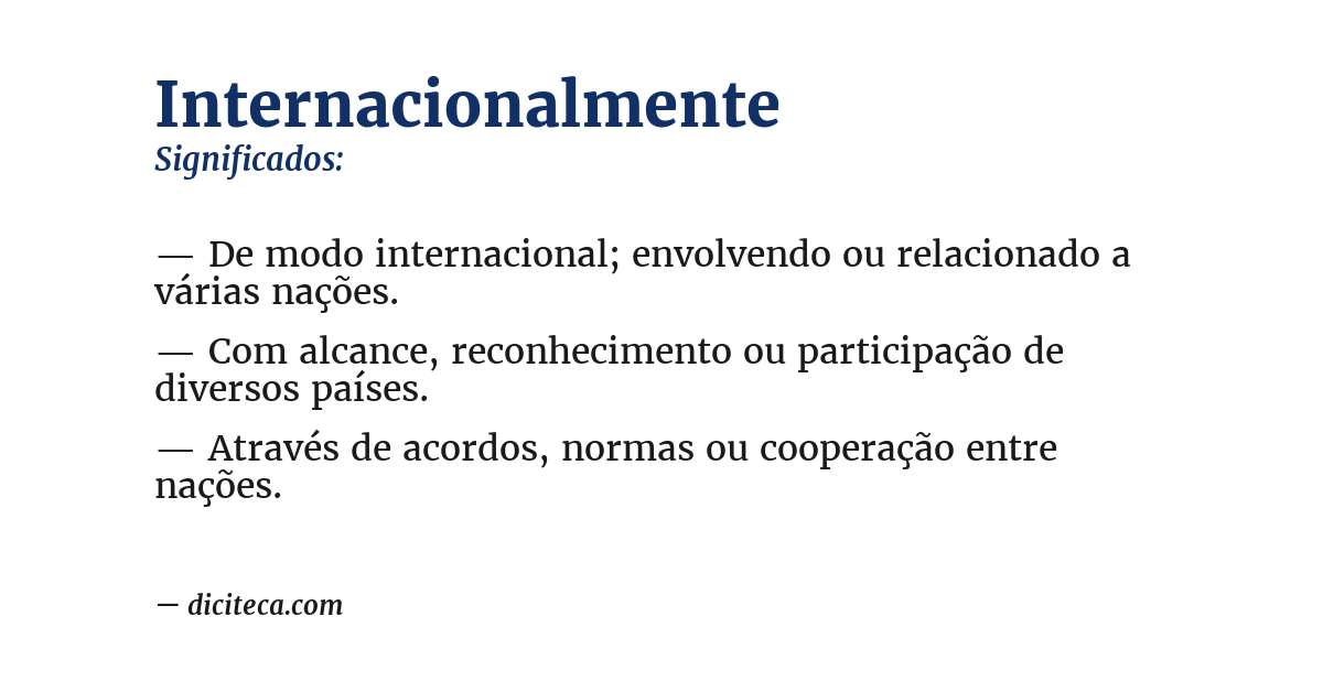 Significado de internacionalmente