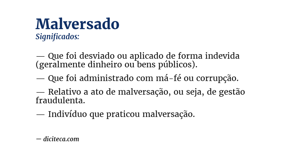 Significado de malversado