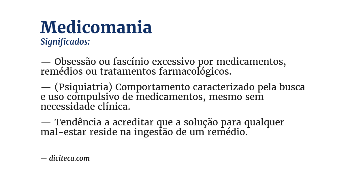 Significado de medicomania