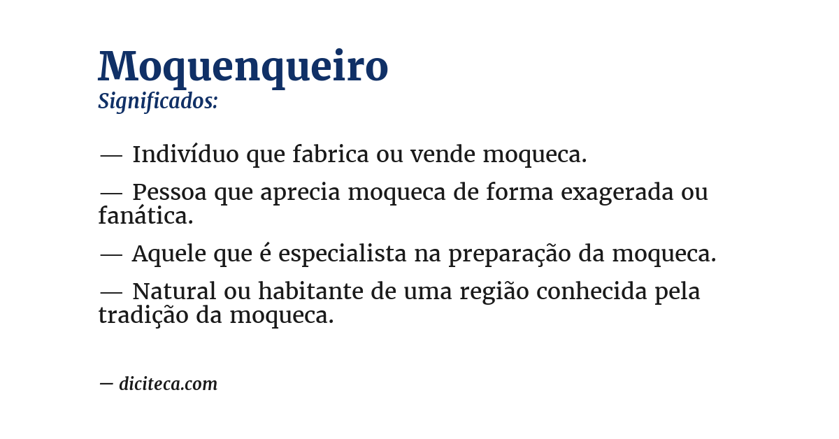 Significado de moquenqueiro