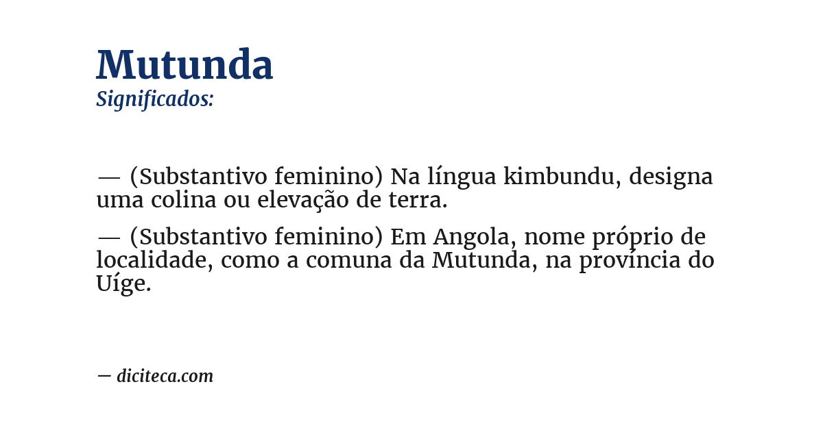 Significado de mutunda