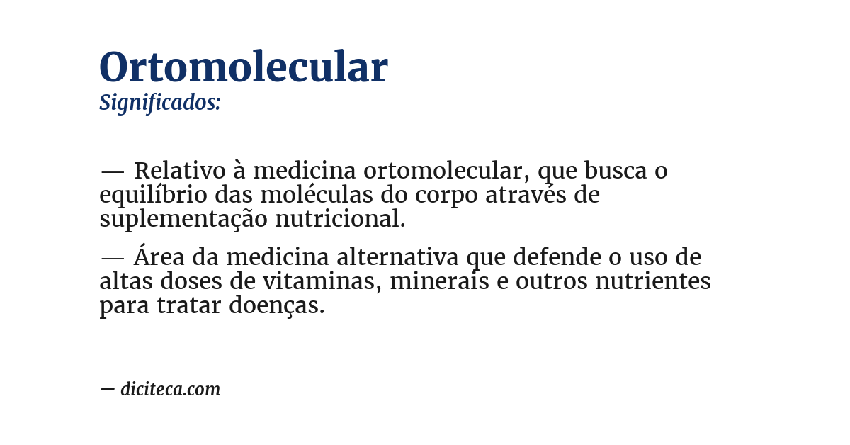 Significado de ortomolecular