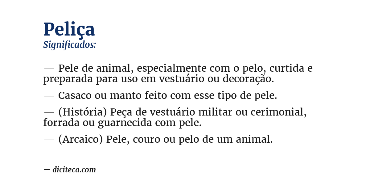 Significado de peliça