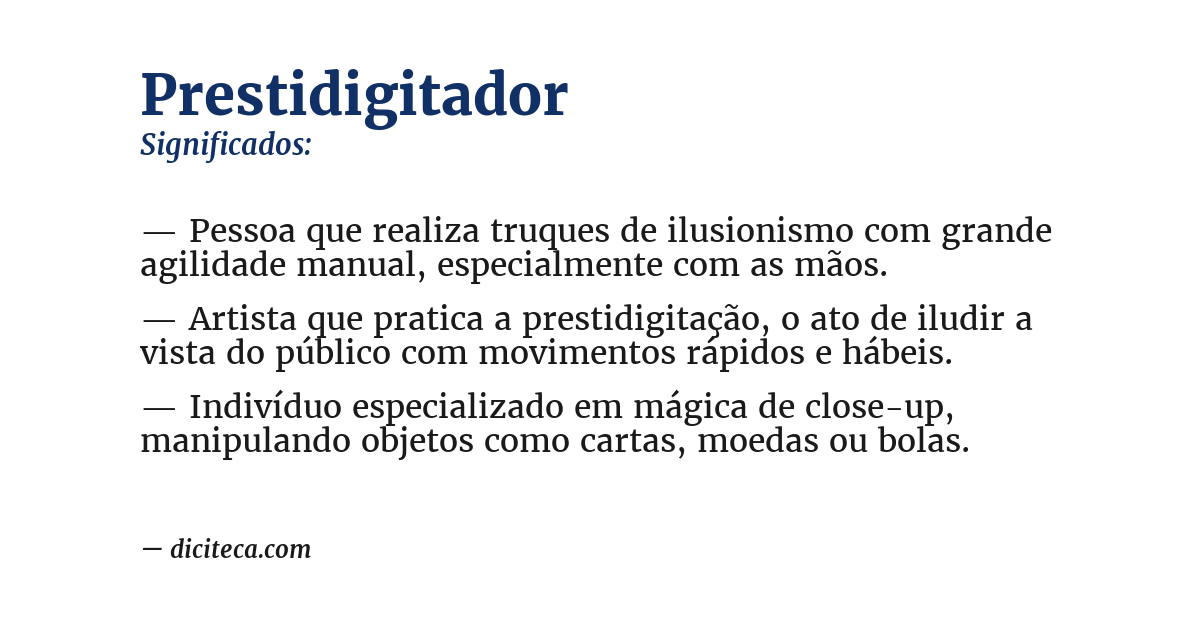 Significado de prestidigitador