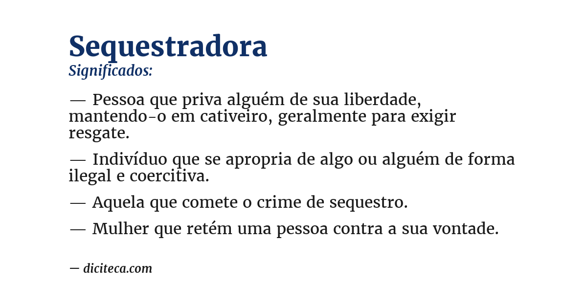 Significado de sequestradora