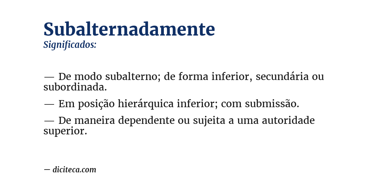 Significado de subalternadamente