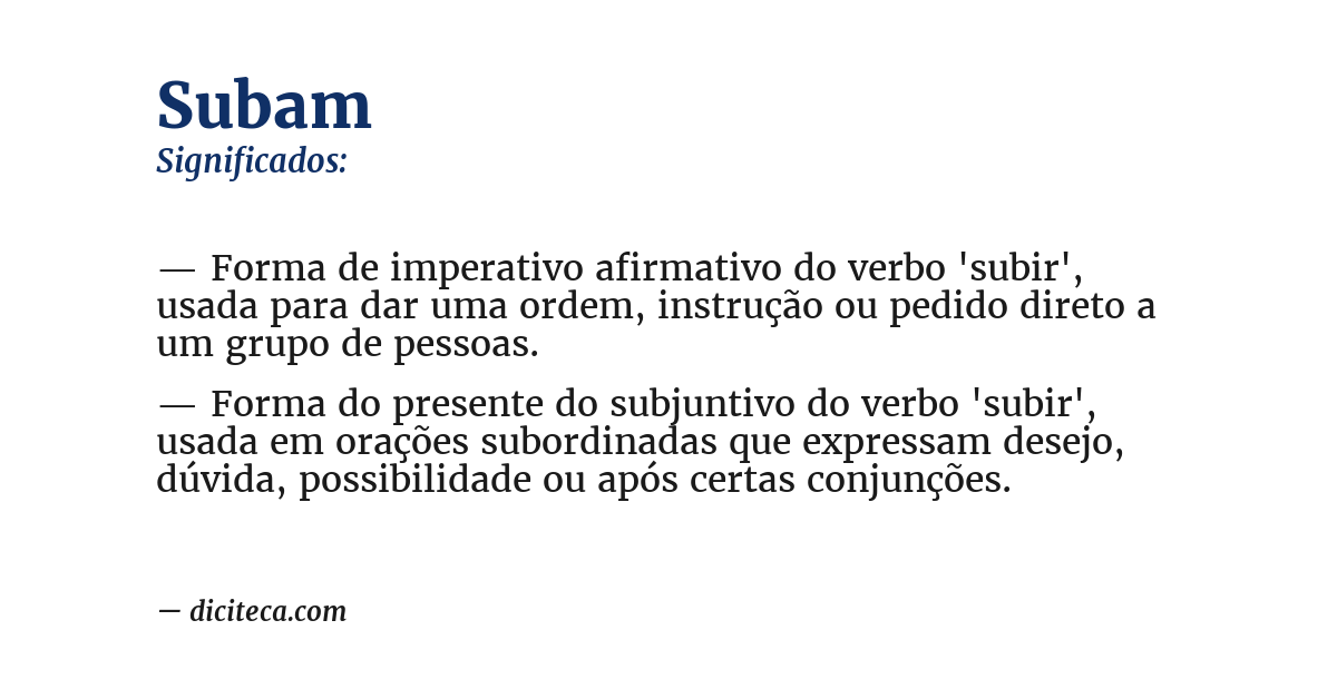 Significado de subam