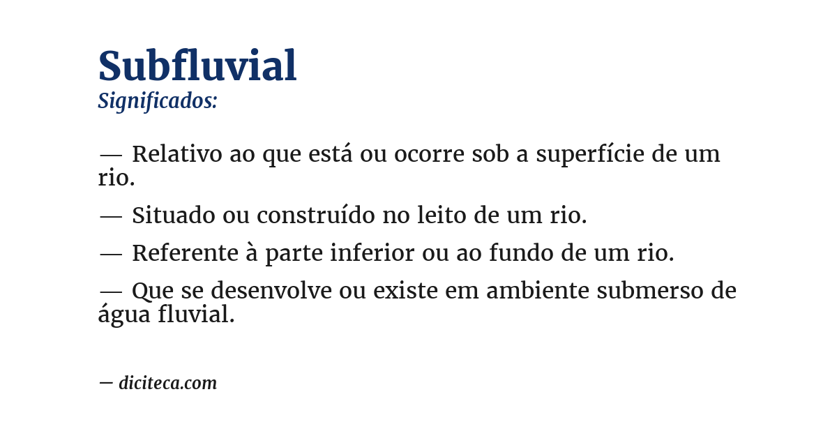 Significado de subfluvial